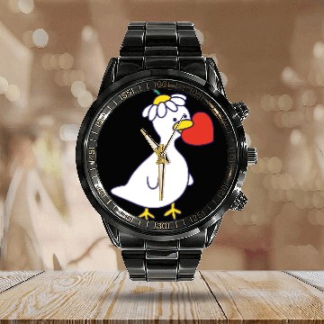 Discover Silly Goose in Love Calendar Steel Band Watch