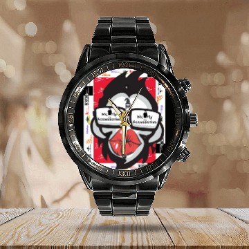 Discover Monkey Lips Clothing Design Calendar Steel Band Watch