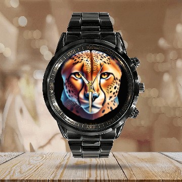 Discover Aries Spirit Animal Cheetah Calendar Steel Band Watch