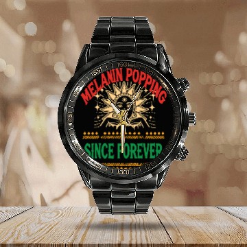Discover design melanin - gift idea black history month Calendar Steel Band Watch
