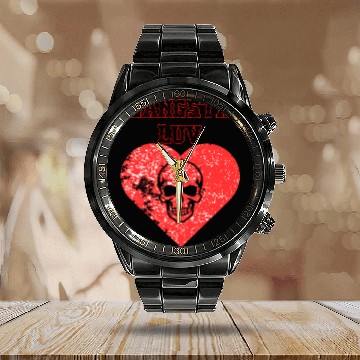Discover Valentines Day Gangster Love Design Calendar Steel Band Watch