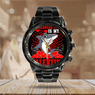 Discover Funny Hammerhead Shark Is My Valentine Shark Calendar Steel Band Watch