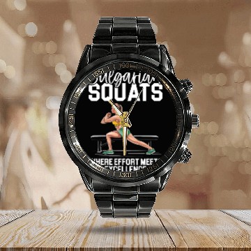 Discover Bulgarian Squat Exercise Fitness Workout Gym Calendar Steel Band Watch