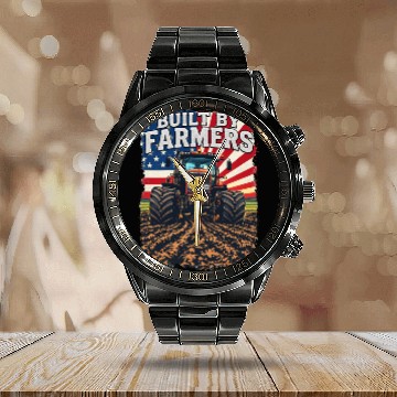 Discover Built By Farmers Proud American Farmer Tractors Calendar Steel Band Watch