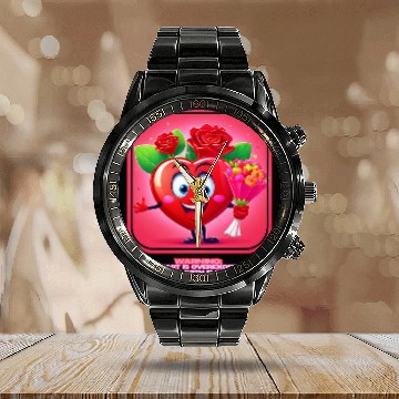 Discover The Heart Bursting With Happiness And Flowers Calendar Steel Band Watch