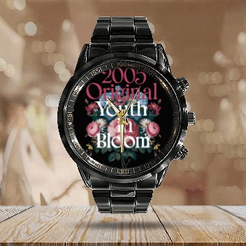 Discover 2005 Original Youth in Bloom Floral Calendar Steel Band Watch