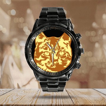 Discover Cat Lover Realistic Pet Face Cute Cool Kitten Head Calendar Steel Band Watch