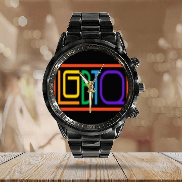 Discover LGBTQ Text Art in a Square Calendar Steel Band Watch