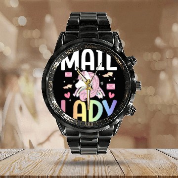 Discover Mail Lady Postal Service Female Postman Worker Calendar Steel Band Watch
