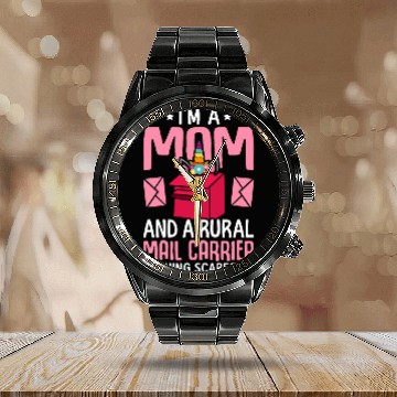 Discover Im A Mom And Rural Mail Carrier Postal Service Calendar Steel Band Watch
