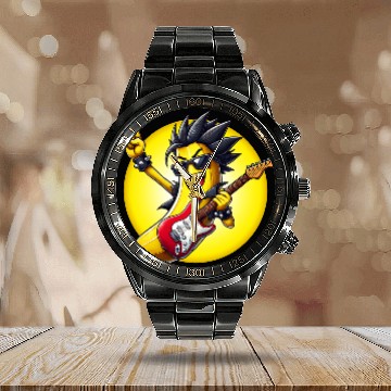 Discover Cool Banana Playing Guitar Calendar Steel Band Watch