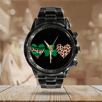 Discover bless you peace love lucky Calendar Steel Band Watch