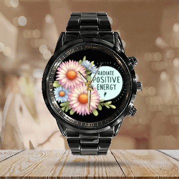 Discover Radiate Positive Energy: Daisy and Bloom Art Calendar Steel Band Watch