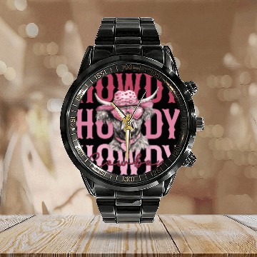 Discover Highland cow - Howdy Cowboy Calendar Steel Band Watch