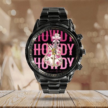 Discover Howdy Howdy Cowboy Pink Guitar Calendar Steel Band Watch
