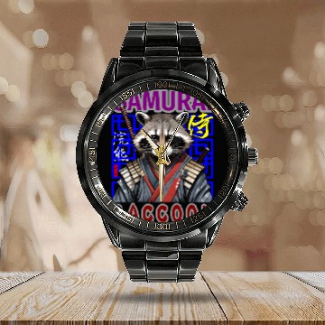 Discover Samurai Raccoon Calendar Steel Band Watch