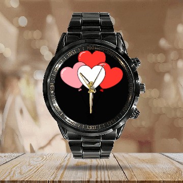 Discover Heart Balloon Cluster Illustration Calendar Steel Band Watch