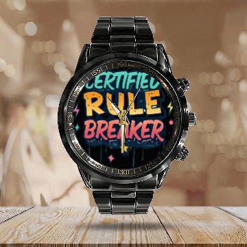 Discover Certified Rule Breaker | Graffiti Streetwear Calendar Steel Band Watch
