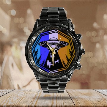 Discover UFO-Bigfoot Nessie Unicorn Calendar Steel Band Watch