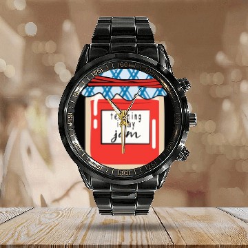 Discover Teaching is my Jam,teacher,teacher appreciation Calendar Steel Band Watch