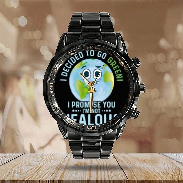 Discover I Decided To Go Green Planet Earth Day Calendar Steel Band Watch