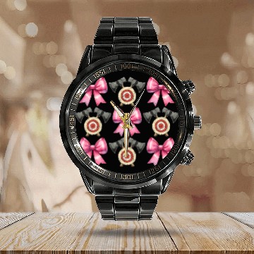 Discover Coquette Bow Axe Throwing Axe Thrower Mothers Day Calendar Steel Band Watch