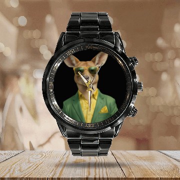 Discover Green and Gold Kangaroo 7 Calendar Steel Band Watch