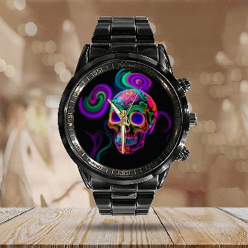Discover ELECTRIC SUGAR SKULL Calendar Steel Band Watch