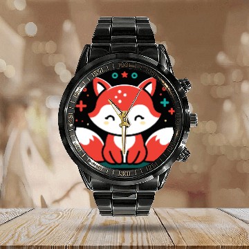 Discover Cute Little Fox 2 Calendar Steel Band Watch