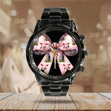 Discover Coquette Bow Cow Farmer Milk Dairy Farmer Farming Calendar Steel Band Watch