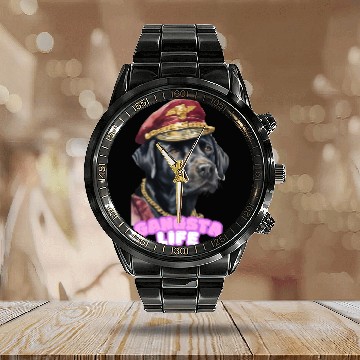 Discover Gangsta Life Back Labrador 2 Calendar Steel Band Watch