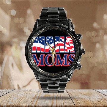 Discover Patriotic American Mom Pride Design Calendar Steel Band Watch