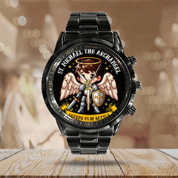 Discover Saint Michael the Archangel Catholic Pray for kids Calendar Steel Band Watch