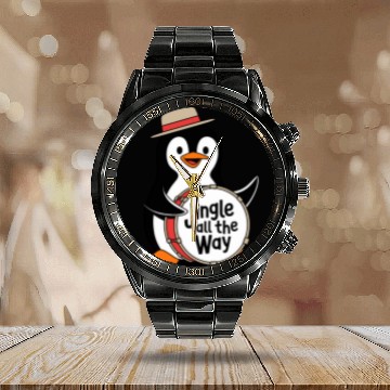 Discover Jingle All The Way Penguin Drummer Fun Holiday Calendar Steel Band Watch