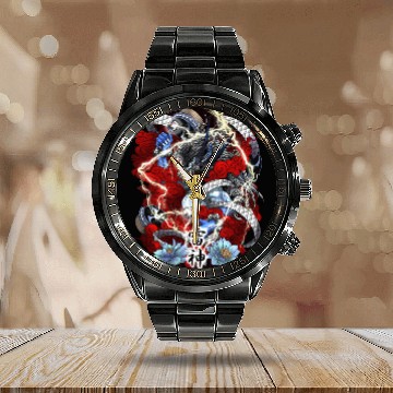 Discover Blue Raijin God of Thunder Calendar Steel Band Watch