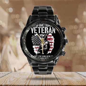 Discover Dysfunctional Veteran Calendar Steel Band Watch