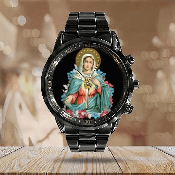Discover Immaculate Heart of Mary Blessed Mother Catholic Calendar Steel Band Watch