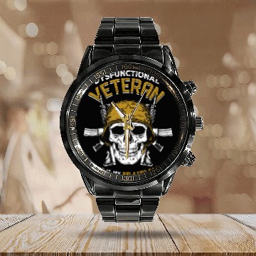 Discover Dysfunctional Veteran This Is My Relaxed Face Calendar Steel Band Watch