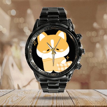 Discover Sleepy Corgi Calendar Steel Band Watch