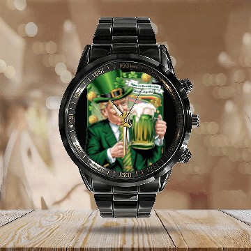 Discover Make St Patrick's Day Great Again Trump Calendar Steel Band Watch