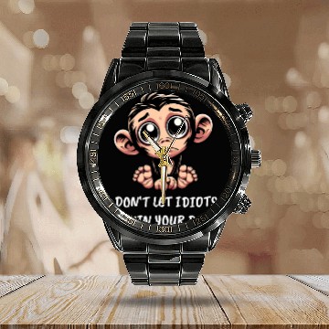 Discover Sad monkey emotional loyal chimpanzee Calendar Steel Band Watch