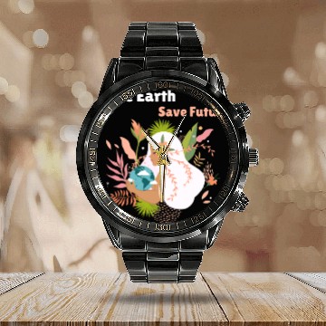Discover Save Earth Save Future Calendar Steel Band Watch