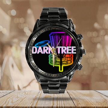 Discover Darn Tree Disc Golf Funny Golfer Humor Outdoor Calendar Steel Band Watch