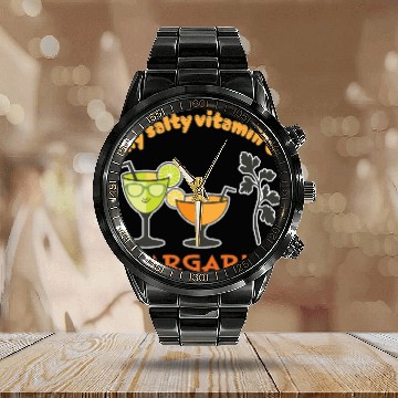Discover Margarita my salty vitamin C Calendar Steel Band Watch