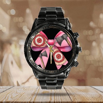 Discover Coquette Bow Axe Throwing Axe Thrower Mothers Day Calendar Steel Band Watch