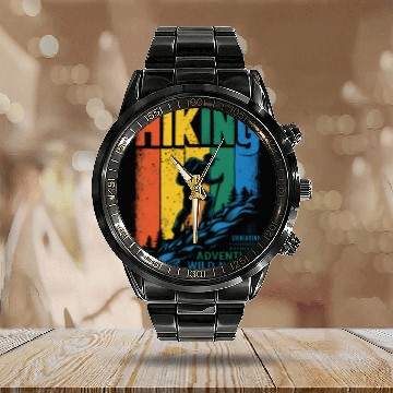 Discover Colorful Hiking Adventure Design Calendar Steel Band Watch