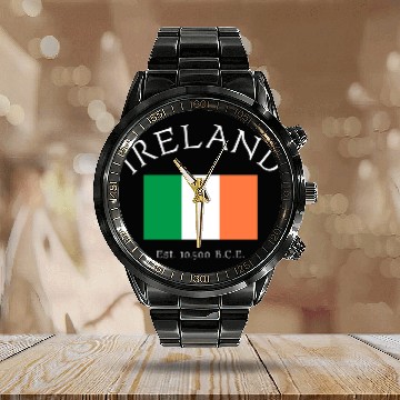 Discover Ireland: Established 10,500 BCE Calendar Steel Band Watch