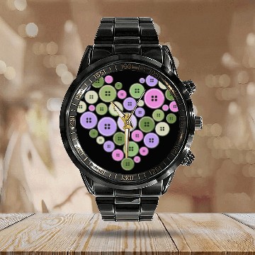 Discover Pastel Pink Green Purple Button Heart Calendar Steel Band Watch