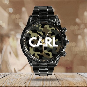 Discover Carl Name Calendar Steel Band Watch for Men Good Quality Camouflage