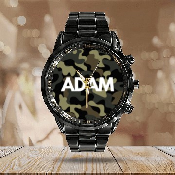Discover Adam Name Calendar Steel Band Watch Men Good Quality Camouflage